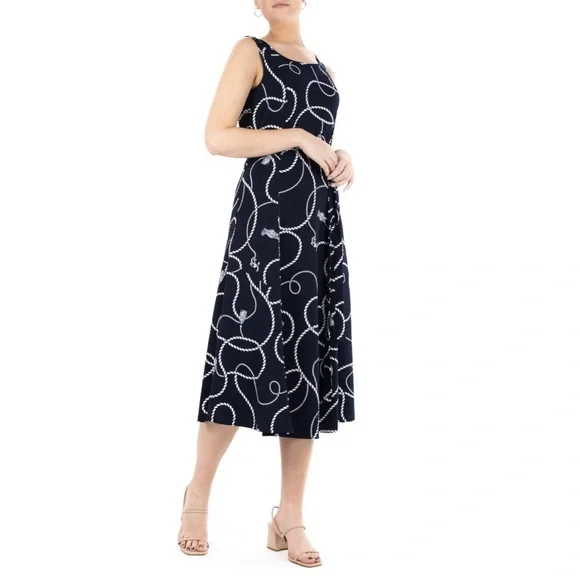 NWT Nina Leonard Print Midi Dress Size Medium - Picture 1 of 7